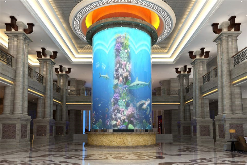 акриловый аквариум с большим цилиндром